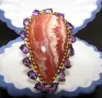 925 сребърен пръстен с родохрозит, камък 31x17мм, снимка 1