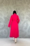 Дамско дълго палто с колан в цвят циклама – елегантен модел, снимка 4
