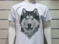 Нова мъжка бяла тениска с дигитален печат Хъски със сини очи, снимка 6