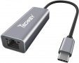 Techkey  USB Type C LAN адаптер 10/100/1000 Mbps, USB to RJ45 Ethernet, ASIX 88179, снимка 1 - Мрежови адаптери - 35462234