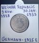 Монета Ваймарска Република 1 Марка 1925-Е /2, снимка 1