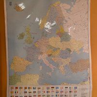 Карта на Европа с мащаб 1:5 500 000 , 1 см от картата отговаря на 55км, снимка 1 - Други - 39107805