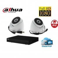 Full HD комплект DAHUA - пентабриден DVR DAHUA + 2 Full HD куполни камери DAHUA 1080р, снимка 1 - Комплекти за видеонаблюдение - 39814714