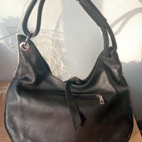 Черна чанта естествена кожа Anna Morellini , снимка 5 - Чанти - 37805592
