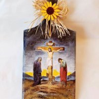 Дървена дъска Исус Христос  ръчна изработка , снимка 3 - Декорация за дома - 32547807