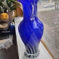 Голяма синя ваза Мурано, снимка 3 - Антикварни и старинни предмети - 44481258