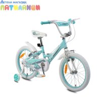 Детски велосипед с помощни колела Byox 18" LOVELY тюркоаз, снимка 1 - Детски велосипеди, триколки и коли - 42130367