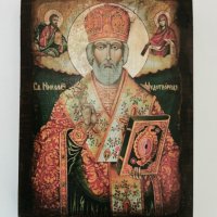 Икона Св. Николай Чудотворец, снимка 2 - Икони - 35594831