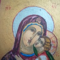 Стара ръчно рисувана икона в отлично състояние Богородица, снимка 3 - Колекции - 33854371