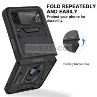 Samsung Galaxy Z Flip3 5G Ударойстойчив Кейс С Ринг И Плъзгащо Се Капаче За Защита На Камерата, снимка 3 - Калъфи, кейсове - 34447732