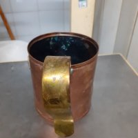 Стара медна чаша-мерилка с бронзова дръжка, снимка 4 - Декорация за дома - 39065367