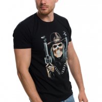 Нова мъжка тениска с дигитален печат Череп с пистолети, снимка 7 - Тениски - 29050863
