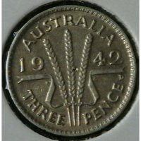 3 пенса 1942 D, Австралия, снимка 1 - Нумизматика и бонистика - 34537162
