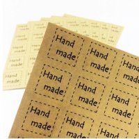 40 бр Hand Made квадратни малки самозалепващи лепенки стикери за ръчна изработка за подарък, снимка 2 - Други - 35143569