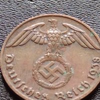 Две монети 1 райхспфенинг 1938г. / 1 райхспфенинг 1941г. Трети райх с СВАСТИКА редки 17385, снимка 6 - Нумизматика и бонистика - 40650393