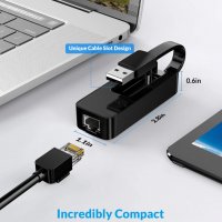 ORICO Ethernet адаптер USB 2.0 към мрежа RJ45 LAN 100 Mbps, снимка 3 - Мрежови адаптери - 35164757