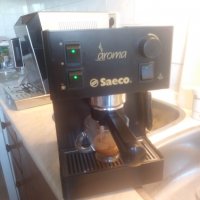 Кафе машина Саеко Арома оригинална италианска, с месингова ръкохватка с крема диск , снимка 2 - Кафемашини - 35477764