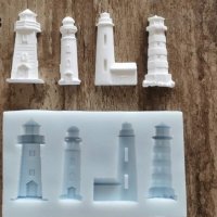 4 вида кула морски фар силиконов молд форма фондан шоколад гипс декор, снимка 1 - Форми - 40133188