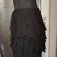 Черна парти рокля с волани - сатен и шифон 🍀♥️М(38)♥️🍀арт.4448 , снимка 4 - Рокли - 37646569