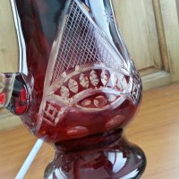 Кристални чаши за вино и кана червен кристал, снимка 10 - Антикварни и старинни предмети - 31060481