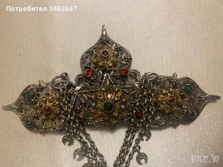 Сребърна колекционерска пафта с много камъни и позлата рядко красива, снимка 1