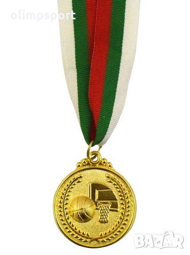 Медал 5 см баскетбол с трикольорна лента., снимка 1