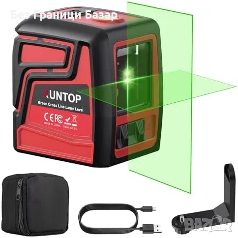 Нов Самонивелиращ се лазерен нивелир 100 фута с Type-C зареждане, зелен, снимка 1