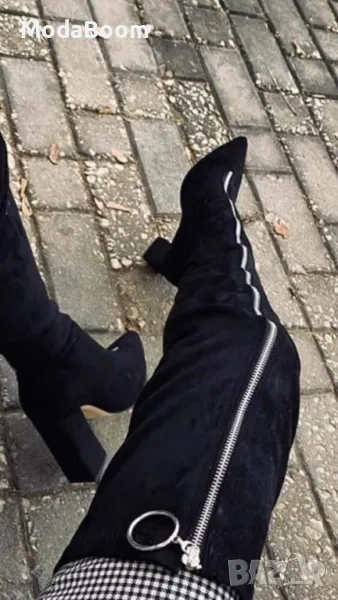 Чизми на ток - Велур, снимка 1