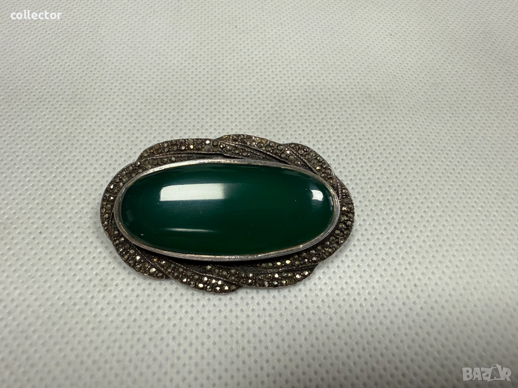 Сребърна брошка с Ахат и Марказити. №7650, снимка 1