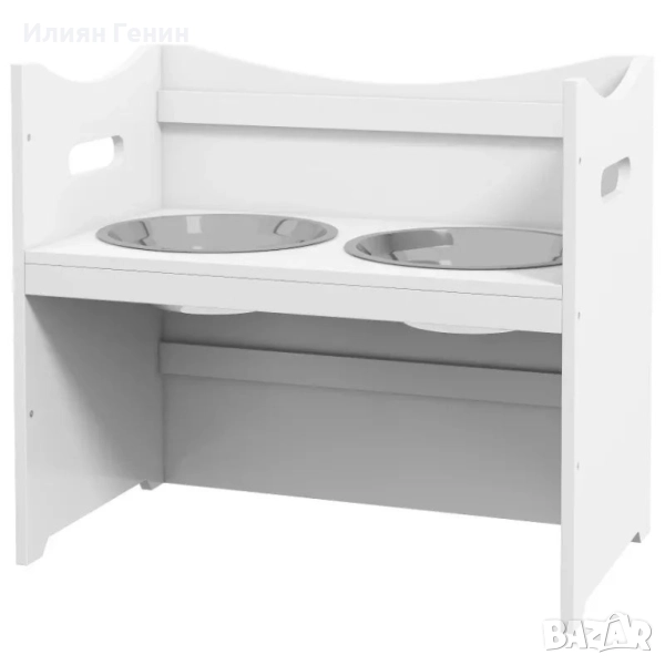 Станция за хранене на кучета PawHut, 2 купички от неръждаема стомана, снимка 1