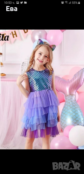 Детска лилава рокля Русалка, снимка 1