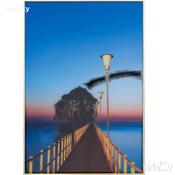 Картина Залез край езерото, с рамка, 40*60 см, снимка 1