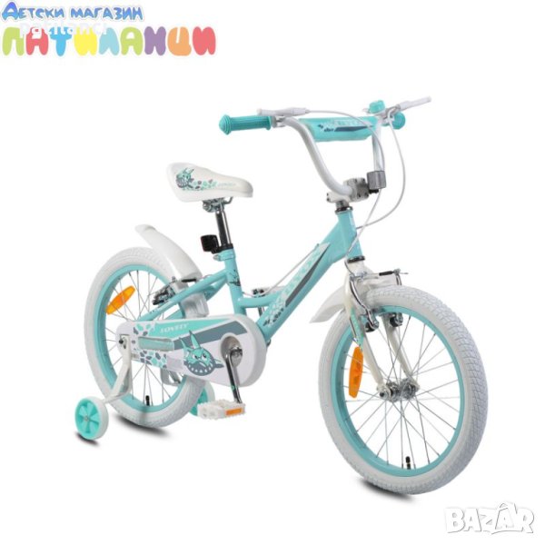 Детски велосипед с помощни колела Byox 18" LOVELY тюркоаз, снимка 1