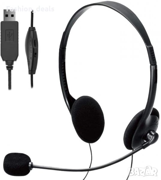 Нови USB слушалки с микрофон за офис, работа, бизнес с шумопотискане, снимка 1