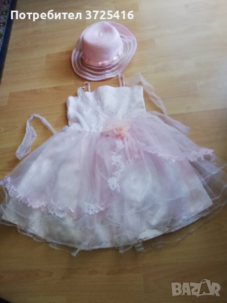 Официална детска рокля нова и подарък шапка към нея, снимка 1