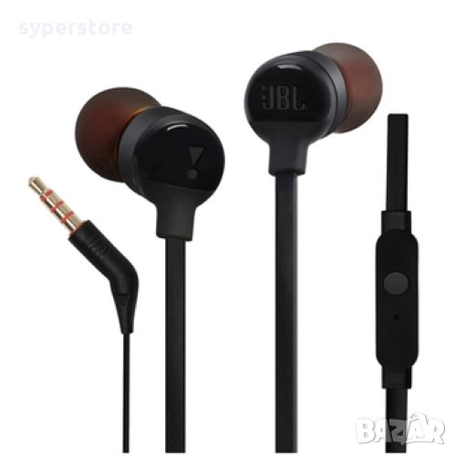 Слушалки с микрофон JBL Tune 110 Handsfree Слушалки за телефон Черни Тапи за уши In-earphone, снимка 1