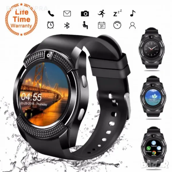 Смарт часовник Smart watch V8 с bluetooth, камера и SIM карта SMW46 , снимка 1