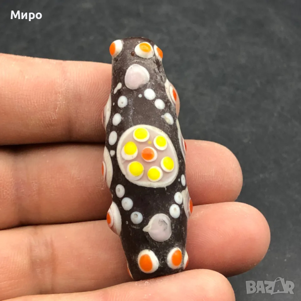 РИСУВАНО СТЪКЛО СТАРА МЪНИСТА ТАЛИСМАН ПРОТИВ УРОКИ АМУЛЕТ ДЗИ МЪНИСТА, снимка 1