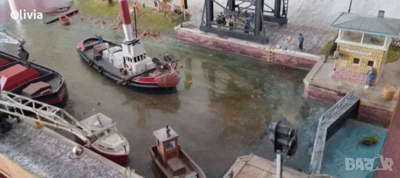 Diorama, диорама, пристанище, кораби, лодки, фигурки 1:87, снимка 1