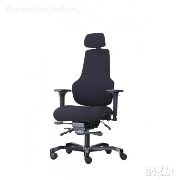 Стол за интензивна работа на компютър 24/7 на човек до 200 кг.,естествена черна кожа на , снимка 1