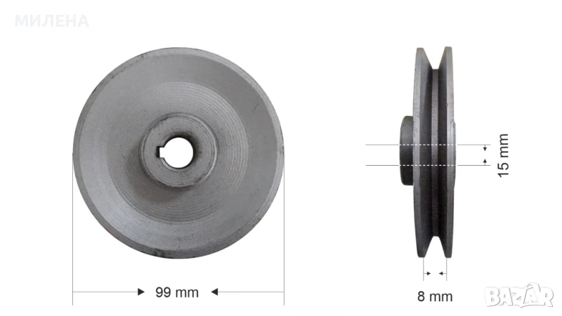 РЕМЪЧНА ШАЙБА ЗА ЕЛЕКТРОМОТОР С ВАЛ 15 мм, снимка 1