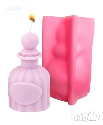 3D голяма бутилка шише парфюм силиконов молд форма фондан свещ гипс сапун декор украса, снимка 1