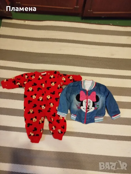  Лот от яке Мини Маус и ромпър 80р, снимка 1