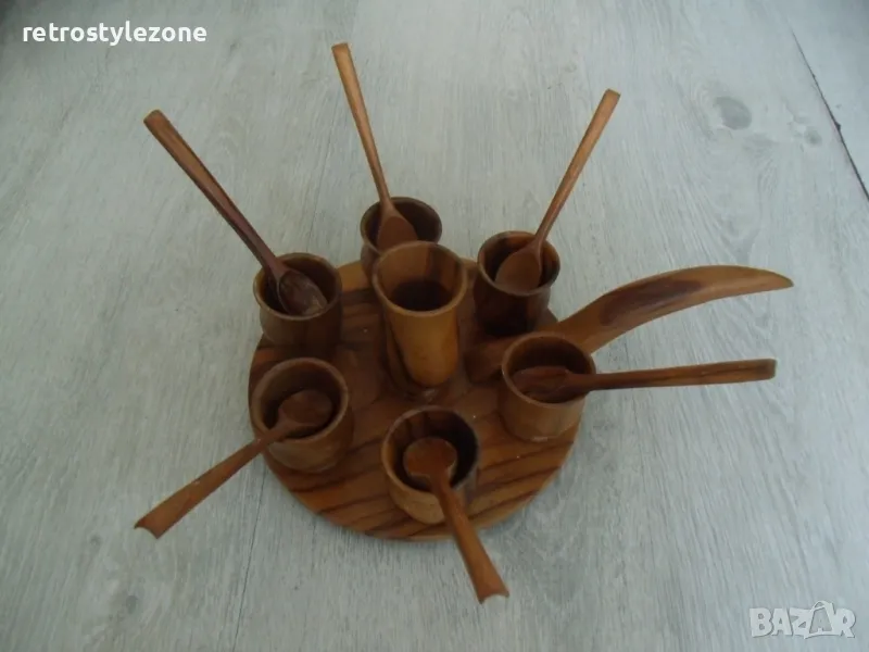 № 7869 стар дървен комплект / сет за яйца , снимка 1