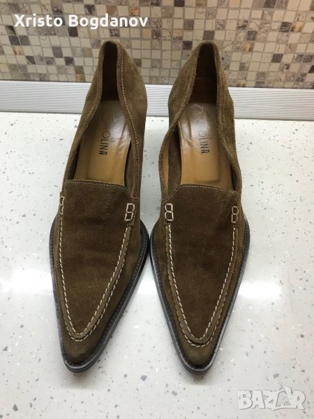 Дамски велурени обувки на ток ,,DONNA CAROLINA” номер 37, снимка 1