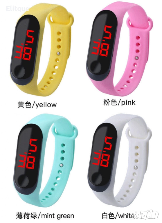 Детски LED часовник-гривна с 1 бърз бутон за управление WW14, снимка 1