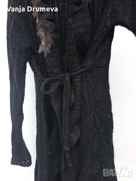  дълга елегантна жилетка с кожена апликация , снимка 1