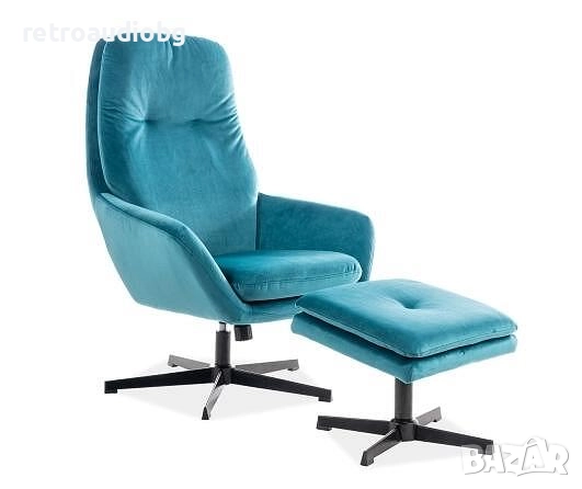  Релакс фотьойл ФОРД ВЕЛВЕТ с табуретка за крака, снимка 1