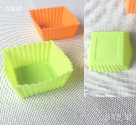 квадрат с къдрички калъп силиконов молд форма за мъфин кексче  гипс сапун тесто отливка, снимка 1
