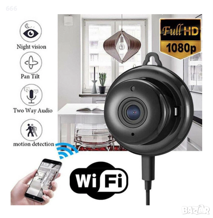 Дигитална Мини WIFI камера KAPP CAM - 220, видеобебефон, 720P Wifi IP, снимка 1